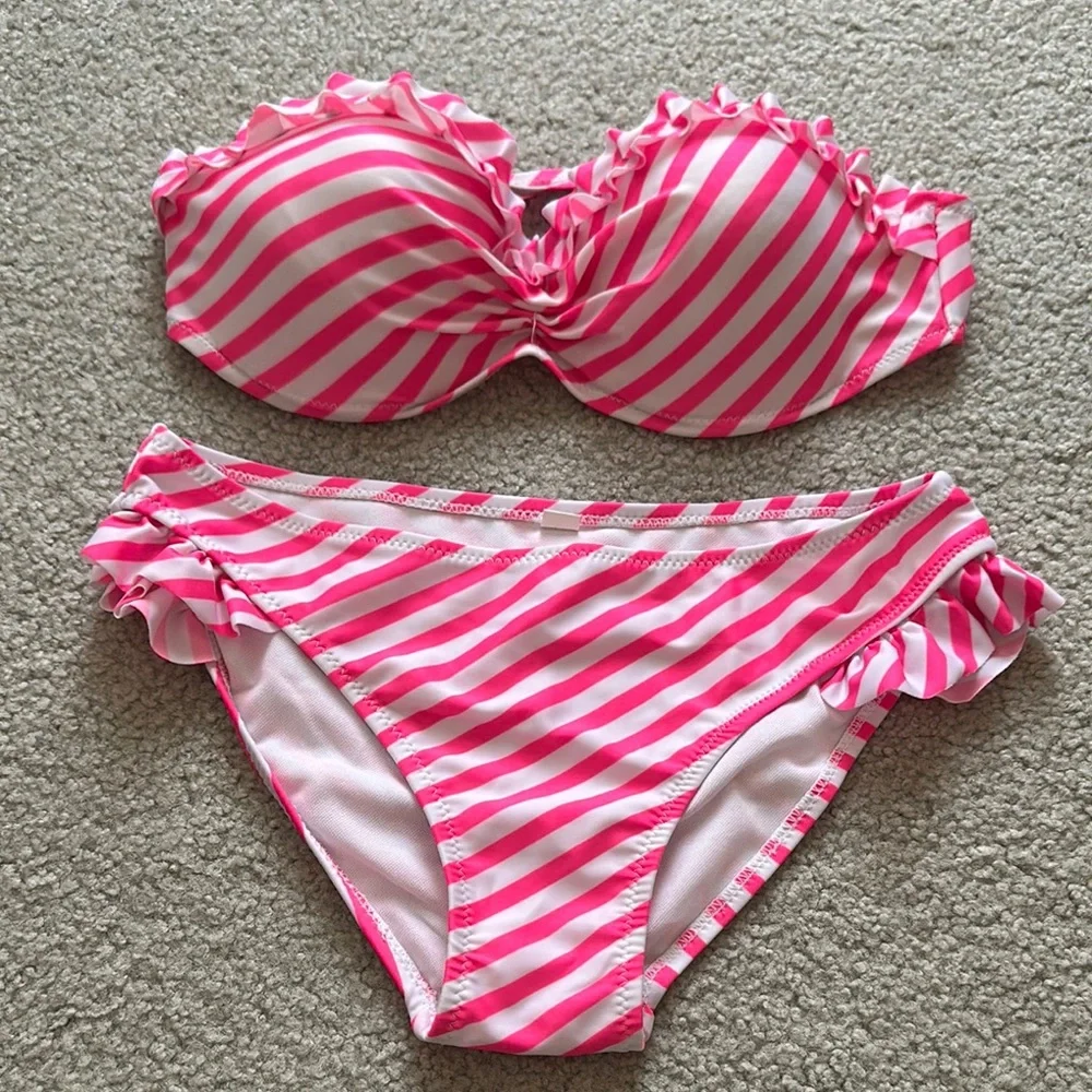 Pink Striped Swim Set